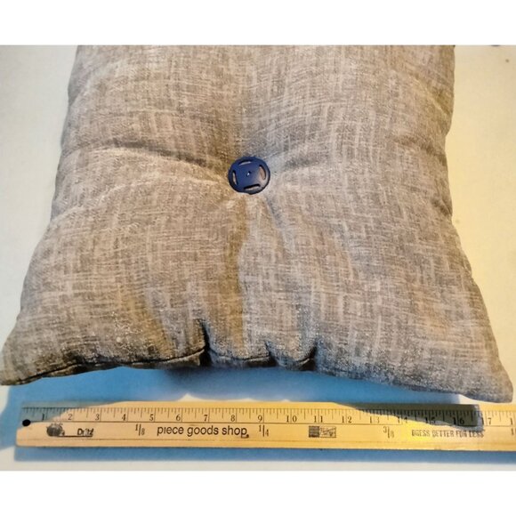 Beige Tufted Accent Throw Pillows Navy Blue Button Detail 17x17 Lot 2 - Picture 4 of 8